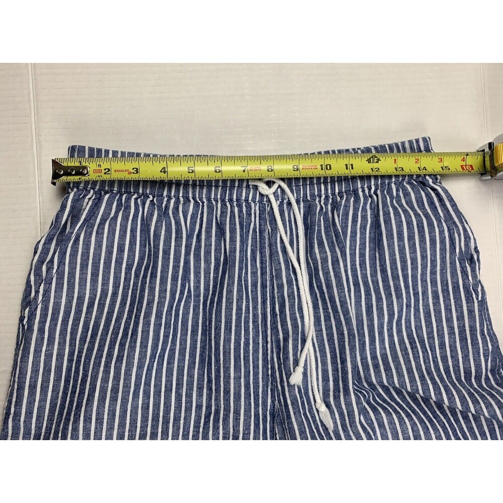 Beach Lunch Lounge Linen Blend Pants Small Pull-On Cropped Striped Blue White - Picture 5 of 8